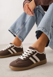 Brązowe Sneakersy Typu Klasyczne Tenisówki Kilice. Brązowe trampki i tenisówki damskie Renee, bez wzorów, z koronki, eleganckie, bez zapięcia. Za 99.99 zł.