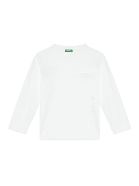 United Colors Of Benetton Bluzka 3I1XC10QS Biały Regular Fit. Białe t-shirty dla chłopców United Colors Of Benetton, bez wzorów, z bawełny, bez ramiączek. Za 49.99 zł.