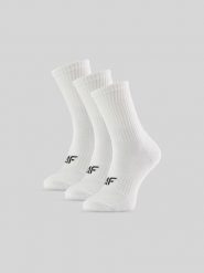 4F Skarpetki długie (3-pack) damskie - białe 39-42. Białe skarpety damskie 4f, bez wzorów, z bawełny. Za 59.99 zł.