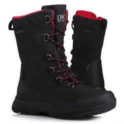 Buty zimowe damskie wysokie softshell DK FROZEN. Czarne obuwie sportowe damskie DK, bez wzorów, z softshellu, trekkingowe. W wyprzedaży za 179.00 zł.
