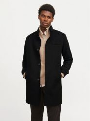 Jack & Jones Płaszcz wełniany Melton 12258672 Czarny Regular Fit. Czarne płaszcze męskie Jack & Jones, na zimę, m, bez wzorów, z wełny, bez kaptura. Za 749.99 zł.
