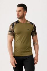 Koszulka termoaktywna fitness męska Rough Radical moro Furious Army. Zielone koszulki sportowe męskie ROUGH RADICAL, l, bez wzorów, z elastanu, bez kołnierzyka, bez ramiączek, na fitness i siłownię. Za 99.90 zł.