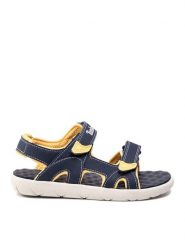 Timberland Sandały Perkins Row 2-Strap TB0A1QXN0191 Granatowy. Niebieskie sandały chłopięce Timberland, ze skóry, bez zapięcia. Za 219.99 zł.