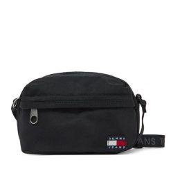 Torebka Tommy Jeans. Czarne listonoszki damskie Tommy Jeans, bez wzorów, z jeansu, bez dodatków. Za 179.99 zł.