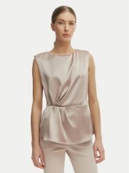 Rinascimento Bluzka CFC0127460003 Beżowy Regular Fit. Brązowe bluzki damskie Rinascimento, xl, bez wzorów, z syntetyku, bez kołnierzyka, bez ramiączek. Za 249.99 zł.