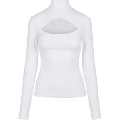 Bluzka Z Długim Rękawem Dla Pań I Panów Z Wyciętym Dekoltem W Kształcie Żółwia. Białe bluzki damskie Urban Classics, xl, bez wzorów, casualowe, bez kołnierzyka, bez ramiączek. Za 105.99 zł.