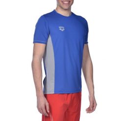 Koszulka techniczna Arena Team Line Tech Ss Tee. Niebieskie koszulki sportowe męskie Arena, xl, bez wzorów, bez kołnierzyka, bez ramiączek, na fitness i siłownię. Za 69.99 zł.
