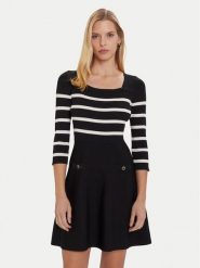 Morgan Sukienka dzianinowa 252-RMPIA Czarny Regular Fit. Czarne sukienki damskie Morgan, xs, bez wzorów, z dzianiny, bez kołnierzyka, bez ramiączek. Za 409.99 zł.