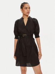 TWINSET Sukienka koszulowa 241TT2201 Czarny Regular Fit. Czarne sukienki damskie Twinset, bez wzorów, z bawełny, bez kołnierzyka, bez ramiączek, koszulowe. Za 1,669.00 zł.