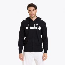 Bluza męska DIADORA HD FZ SWEAT DIADORA CLUB. Czarne bluzy męskie Diadora, m, bez wzorów, z kapturem. Za 129.99 zł.