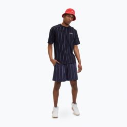 Koszulka męska FILA Lobito Pinstriped. Czarne koszulki sportowe męskie Fila, m, bez wzorów, z bawełny, bez kołnierzyka, bez ramiączek. Za 79.99 zł.