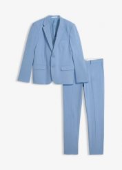 Garnitur z super stretchem 2-częściowy, slim fit. Niebieskie marynarki męskie bonprix, bez wzorów, eleganckie. Za 479.99 zł.