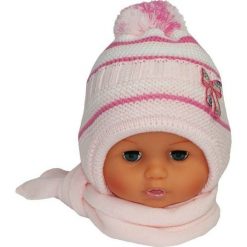 Czapka niemowlęca z szalikiem CZ+S 154B różowa. Czapki dla dzieci marki Proman. Za 38.76 zł.