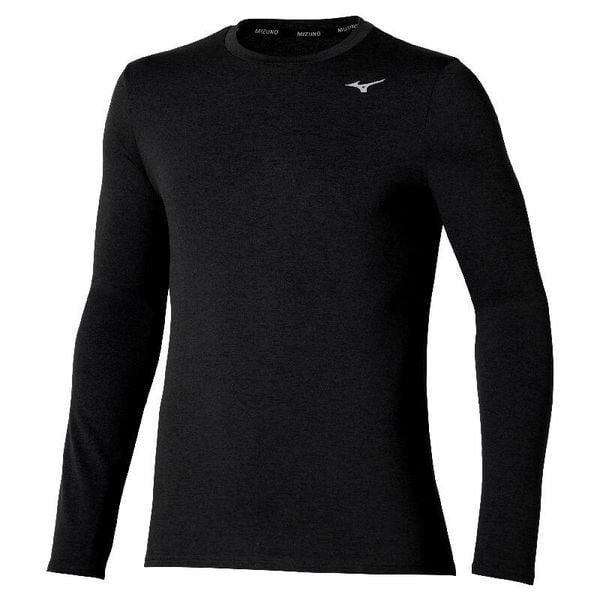 Koszulka z długim rękawem Mizuno Impluse. Czarne koszulki sportowe męskie Mizuno, xl, bez wzorów, z materiału, bez kołnierzyka, bez ramiączek, do biegania. Za 109.99 zł.