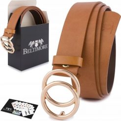 Beltimore Skórzany pasek damski do spodni sukienki koła klasyczny camel Beltimore B09 : Rozmiar pasków - r.80-95 cm NoSize. Brązowe sukienki damskie Beltimore, bez wzorów, klasyczne, bez kołnierzyka, bez ramiączek. Za 54.99 zł.