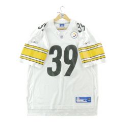 Second life - Koszulka męska Reebok NFL Pittsburgh Steelers 39 - Jak nowy. Białe koszulki sportowe męskie Reebok, l, bez wzorów, z jeansu, bez kołnierzyka, bez ramiączek, do piłki nożnej. Za 170.36 zł.