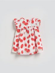 Bawełniana sukienka we wzór - wielobarwny. Sukienki niemowlęce Reserved, bez wzorów, z bawełny, bez ramiączek. Za 59.99 zł.