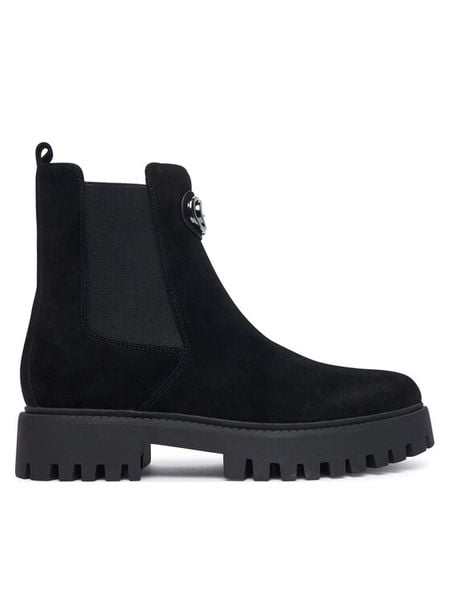 Guess Sztyblety FLTF2D SUE10 Czarny. Czarne botki damskie Guess, ze skóry, bez obcasa, na płaskiej podeszwie, bez zapięcia. Za 674.99 zł.