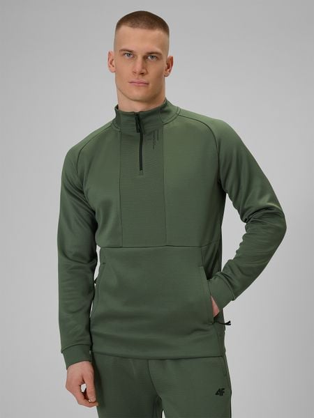 4F Bluza treningowa regular szybkoschnąca męska - khaki XL. Brązowe bluzy męskie 4f, l, bez wzorów, z materiału, bez kaptura. Za 199.99 zł.