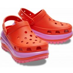 Klapki Crocs Mega Crush Clog 207988-84J pomarańczowe. Brązowe klapki damskie bez wzorów, casualowe, bez obcasa. Za 544.84 zł.