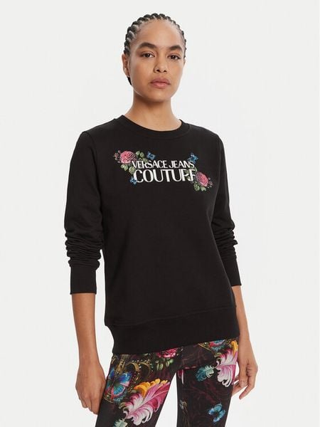 Versace Jeans Couture Bluza 79HAIB00 CFB00 Czarny Regular Fit. Czarne bluzy damskie Versace Jeans Couture, xs, bez wzorów, z bawełny, bez kaptura. Za 579.99 zł.