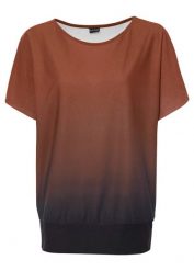 Shirt w cieniowanym kolorze. Brązowe bluzki damskie bonprix, bez wzorów, bez kołnierzyka, bez ramiączek. Za 99.99 zł.