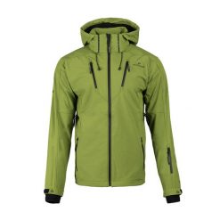 Kurtka softshell męska Vara 1SS. Zielone kurtki sportowe męskie Bergson, m, bez wzorów, z softshellu, trekkingowe. W wyprzedaży za 449.00 zł.