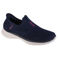 Buty do chodzenia damskie, Skechers Go Walk 6 - Fabulous View. Niebieskie obuwie sportowe damskie Skechers, bez wzorów, trekkingowe. Za 379.99 zł.
