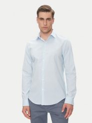 Calvin Klein Koszula LV019EU013 Błękitny Slim Fit. Niebieskie koszule męskie Calvin Klein, m, bez wzorów, z bawełny, bez kołnierzyka, bez ramiączek. Za 359.99 zł.