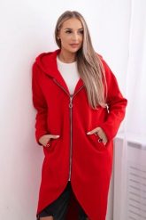 Bluza ocieplana długa czerwona. Czerwone bluzy damskie KESI, l, bez wzorów, z bawełny, bez kaptura. Za 355.46 zł.