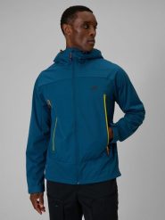 4F Kurtka softshell wiatroodporna membrana 8000 męska - turkusowa S. Niebieskie kurtki męskie 4f, l, bez wzorów, ze skóry, bez kaptura. Za 399.99 zł.