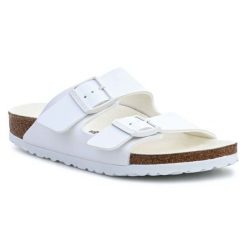 Buty Birkenstock Bs 1019046 White białe. Białe klapki damskie bez wzorów, z materiału, casualowe, bez obcasa. Za 705.94 zł.