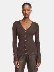 Guess Kardigan W6YR11 Z0950 Brązowy ciemny Slim Fit. Brązowe kardigany damskie Guess, xxl, z aplikacjami, z wiskozy. Za 394.99 zł.