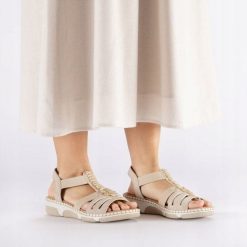 Rieker Rieker Sandals 66201-62 Beżowe 38. Brązowe sandały damskie Rieker, bez wzorów, bez obcasa, bez zapięcia. Za 265.20 zł.