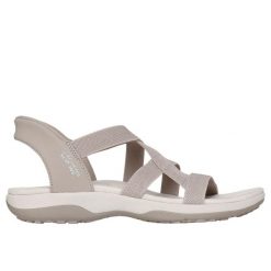 Sandały SKECHERS REGGAE SLIM Brązowy. Brązowe sandały damskie Skechers, bez wzorów, z materiału, bez obcasa, bez zapięcia. Za 279.99 zł.