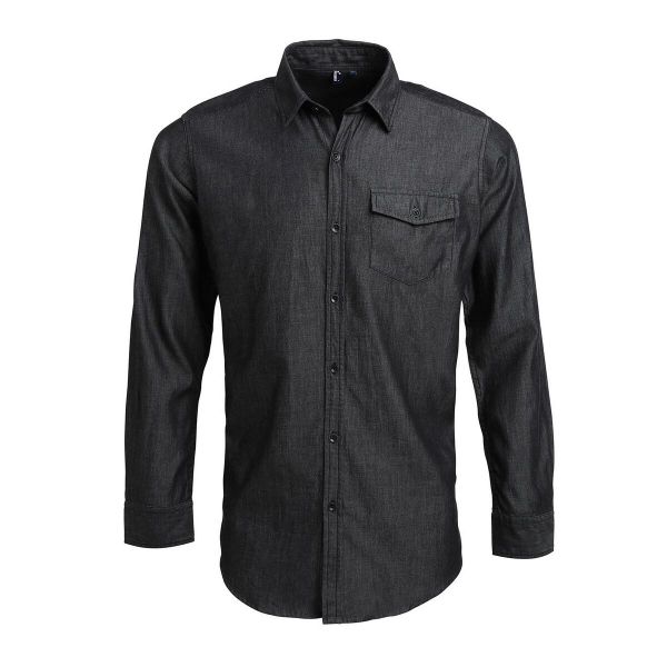 Męska Koszula Jeansowa Z Przeszyciami. Niebieskie koszule męskie PREMIER, m, bez wzorów, z bawełny, bez kołnierzyka, bez ramiączek. Za 189.99 zł.