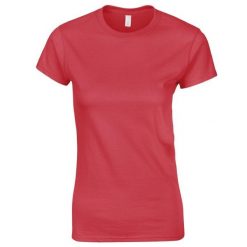 Koszulka Damska Krótki Rękaw Soft Style. Czerwone koszulki sportowe damskie Gildan, xl, bez wzorów, sportowe, bez kołnierzyka. Za 32.99 zł.