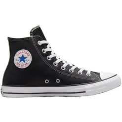 Trampki Converse Chuck Taylor HI Leather, Dla obu płci. Czarne trampki i tenisówki damskie Converse, bez wzorów, ze skóry, sportowe, bez zapięcia. Za 490.00 zł.