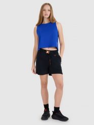 4F Spodenki casual damskie - czarne M. Czarne szorty sportowe damskie 4f, l, bez wzorów, z dresówki, casualowe. W wyprzedaży za 99.99 zł.