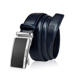 Skórzany pasek męski BETLEWSKI Granatowy 135. Niebieskie paski damskie Betlewski, bez wzorów, ze skóry. Za 79.00 zł.