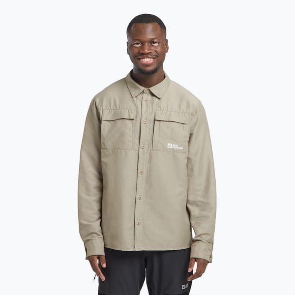 Koszula męska Jack Wolfskin Barrier. Brązowe koszule męskie Jack Wolfskin, l, bez wzorów, bez kołnierzyka, bez ramiączek. Za 479.99 zł.