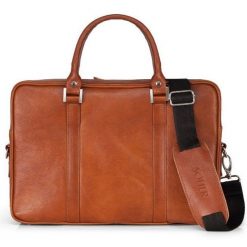 Skórzana torba na laptop Solier SL25 brązowy vintage. Brązowe torby na laptopa męskie Solier, bez wzorów, ze skóry. Za 799.98 zł.
