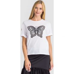 T-SHIRT Twinset. Białe t-shirty damskie Twinset, l, z aplikacjami, z bawełny, bez kołnierzyka. Za 409.00 zł.