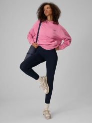 4F Legginsy dzianinowe damskie - granatowe S. Niebieskie legginsy damskie 4f, s, bez wzorów, z dzianiny. Za 129.99 zł.