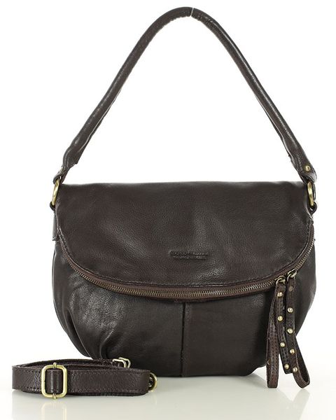 Torebka na ramię listonoszka duża skórzana - MARCO MAZZINI brąz czekolada. Brązowe torby na ramię damskie bez wzorów, ze skóry, duże, bez dodatków. Za 446.00 zł.