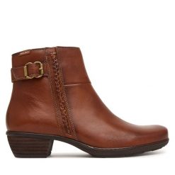 Botki Pikolinos. Brązowe botki damskie Pikolinos, bez obcasa, na słupku, bez zapięcia. Za 759.99 zł.