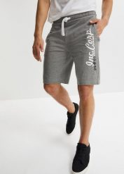Bermudy z dżerseju. Szare spodnie materiałowe męskie bonprix, l, bez wzorów, z dżerseju. Za 62.99 zł.