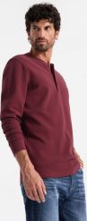 Ombre Zapinany pod szyją longsleeve męski z dzianiny waflowej bordowy V2 OM-LSCL-0120 L. Czerwone bluzki z długim rękawem męskie Ombre, l, bez wzorów, z dzianiny, bez kołnierzyka. Za 129.99 zł.