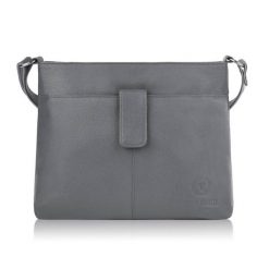 Torebka damska skórzana na ramię listonoszka miejska Paolo Peruzzi E-27-GR. Szare torby na ramię damskie bez wzorów, z nylonu, bez dodatków. Za 189.00 zł.