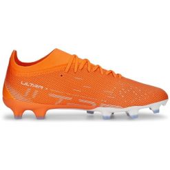Buty do piłki nożnej męskie Puma Ultra Match Fgag. Białe buty sportowe męskie Puma, z materiału, bez zapięcia, do piłki nożnej. W wyprzedaży za 222.65 zł.